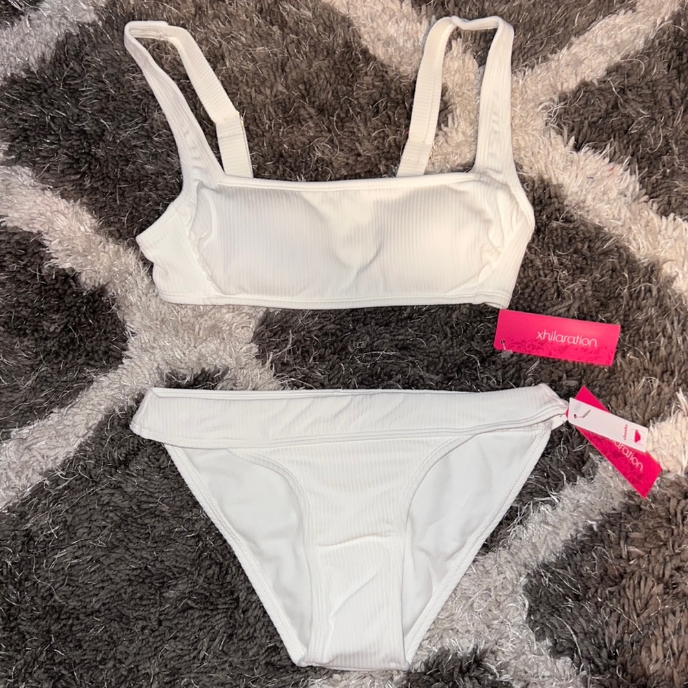 NWT White Xhilaration 2 Piece Bikini With Adjustable Straps and Padding